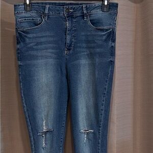 Royalty For Me Women's Blue Distressed Skinny Jeans